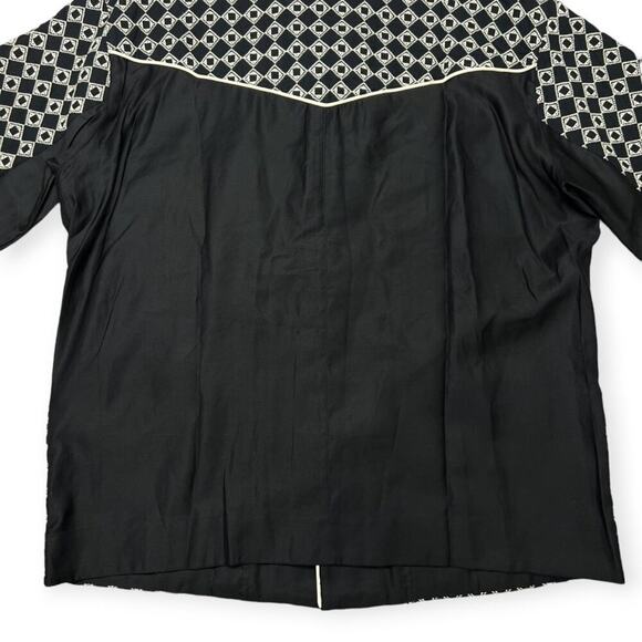 NEW NICHOLAS DALEY Mento Shirt Short Sleeve SIZE M Black Embroidery Linen JAPAN - Picture 14 of 14